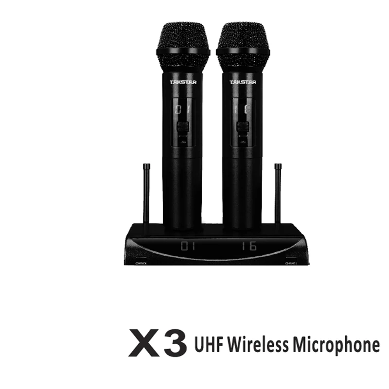 TAKSTAR UHF Wireless Microphone System with Transmitter Displays for KTV Karaoke Public Speech On-stage Performance(X3) | Электроника