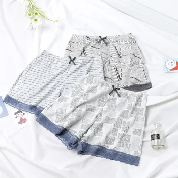 

Newspaper Lettered Household Safety Shorts and outside Outfit Loose-Fit Printed Lace Border Exposure GIRL'S Shorts Summer