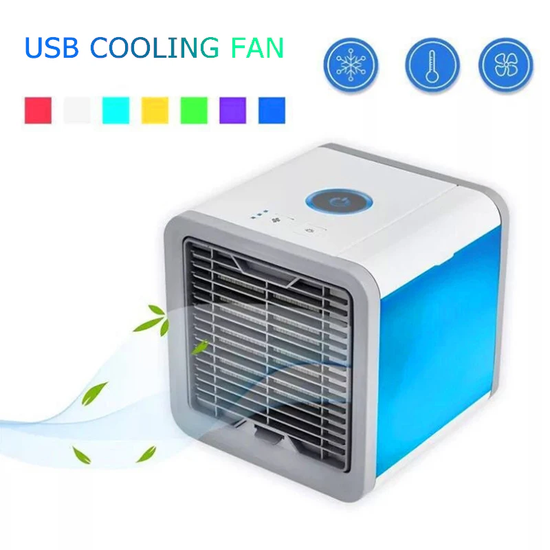 

USB Air Cooler Portable Desktop Mini Conditioner Fan Air Cooler Humidifier Purifier Air Cooling Fan for Home Office Movable Fan