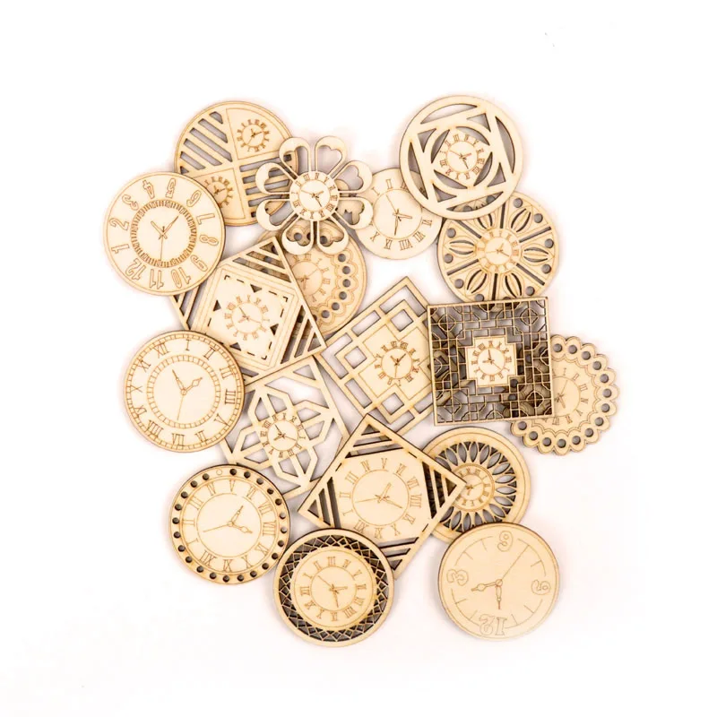 

Chinese style Retro Clock Wooden Pattern Round Square Scrapbooking Craft Handmade Accessory Sewing Home Decor 5pcs 45mm