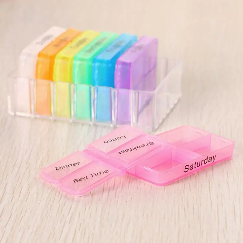 7Days Weekly Pill Case Sorter Tablet Medicine Storage Box 28 Cells Weekly Pill Box Drugs Capsule