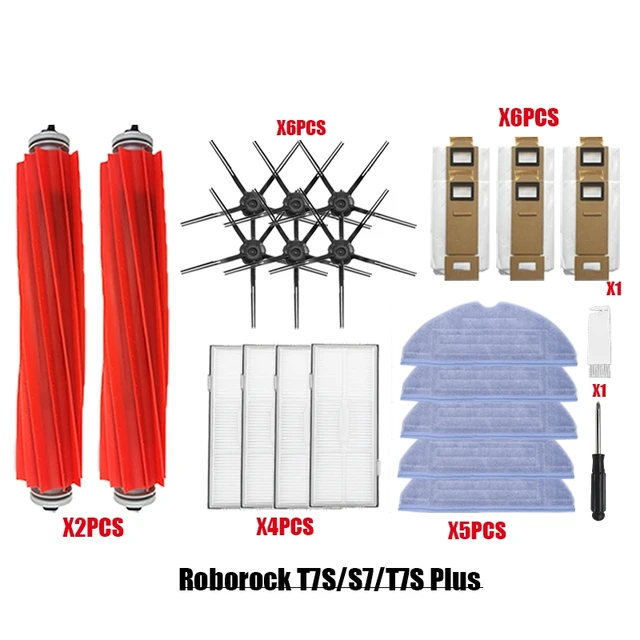 For Roborock S7 T7S Plus vacuum cleaner accessories dust bags mop cleaning cloth HEPA Filter replacement xiaomi G10 robot parts Chocolate