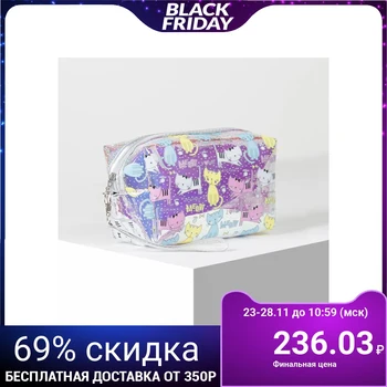 

PVC cosmetic bag, zipped compartment, mother-of-pearl color