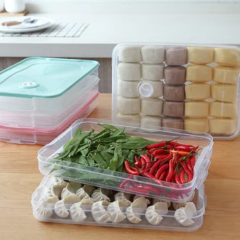 

3007 Refrigerator Food Freshness Box with Lid Transparent Airtight Storage Box Freshness Food Fruit Plastic jiao zi he Sleeves