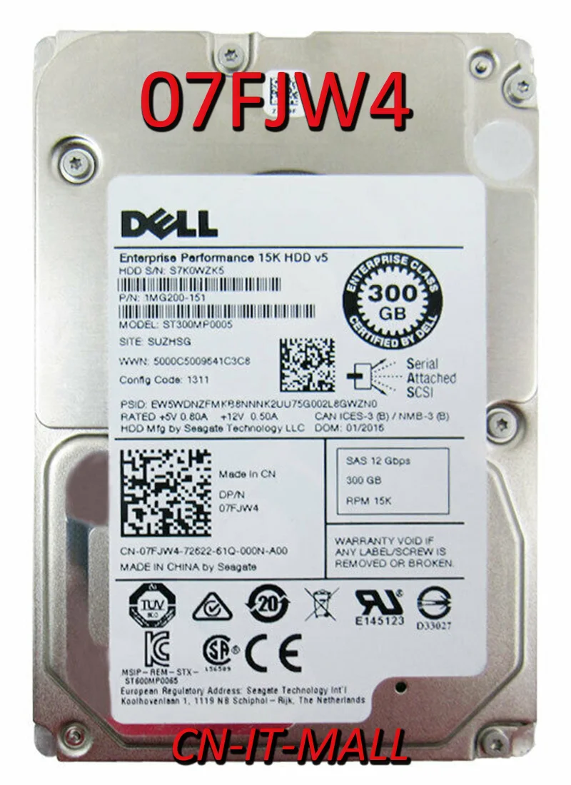 Внутренний жесткий диск pull 07FJW4 06WC9D ST300MP0005 300GB 15000 RPM 128M Cache 512N SAS 12 ГБ/сек. 2 5 &quotEnterprise |