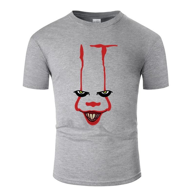 Comical it клоун лицо pennywise футболка для мужчин Летняя мужская футболка юмористический удивительный европейский размер S-5xl Топ Футболка - Цвет: Men-Gray