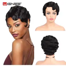 Wignee океанская волна Remy человеческие волосы парики для черных женщин без шнурка Боб глубокая волна человеческие парики 150% высокой плотности короткий парик Pixie Cut