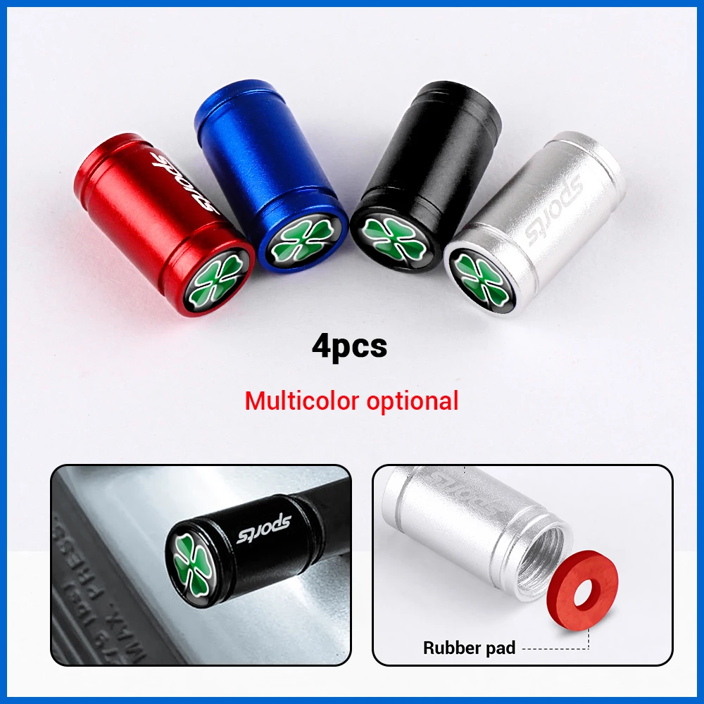 4 шт. четырехлистный клевер логотип шток клапана шины автомобиля колпачки