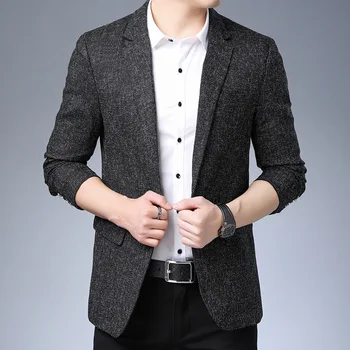 

2019 the new men's cultivate one's morality fashion suits line pure color suit