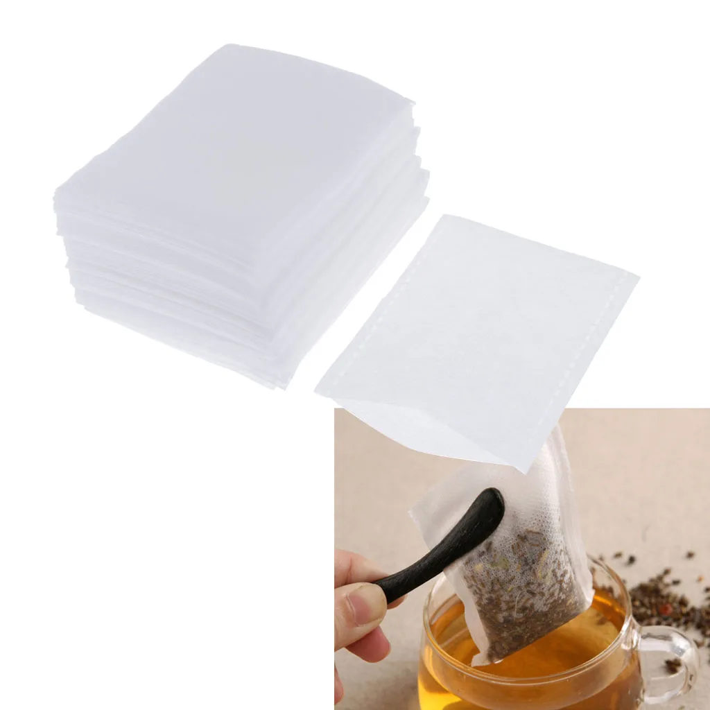 100x Empty Tea Filter Bags Disposable Tea Infuser for Loose Leaf Tea Herb Soup and Coffee