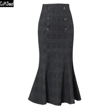 Cultiseed зимние шерстяные клетчатые юбки женские Модные Винтажные офисные вечерние юбки-трубы с высокой талией Новые Облегающие юбки
