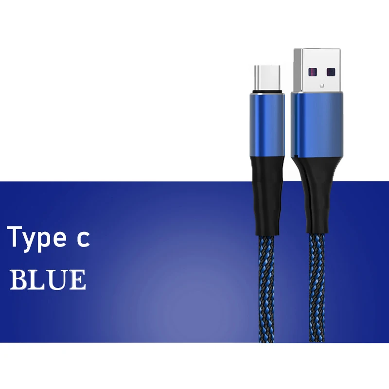 USB C кабель 5A Supercharge usb type C кабель для huawei p20 Быстрая зарядка быстрое зарядное устройство кабель для samsung 7 Xiaomi Honor V10 - Цвет: Синий
