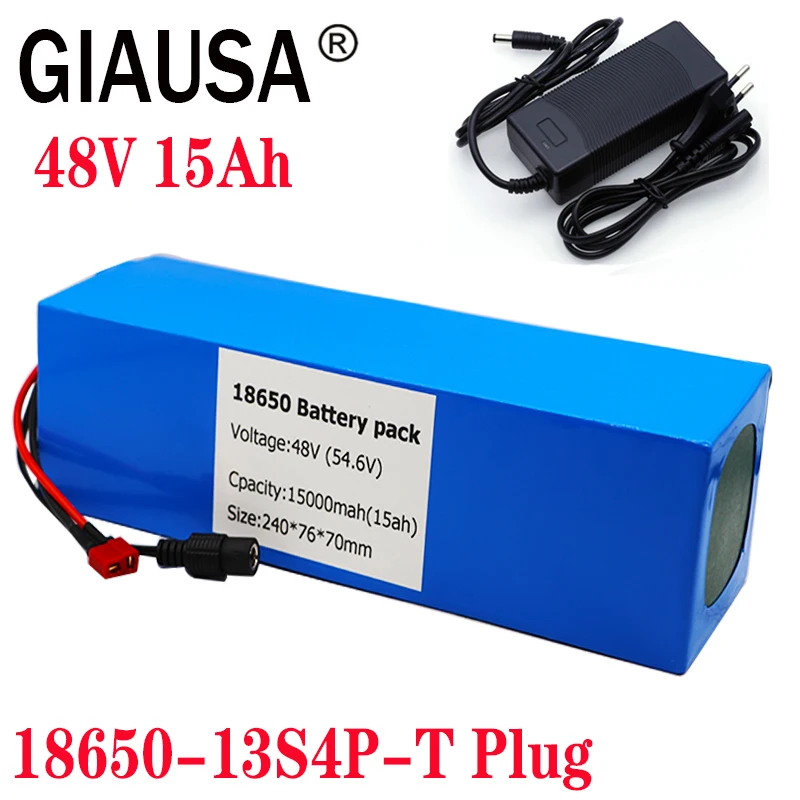 GIAUSA 48V 15Ah 1000W 13S4P с зарядным устройством 54 6 V 2A 18650 литий ионный аккумулятор для
