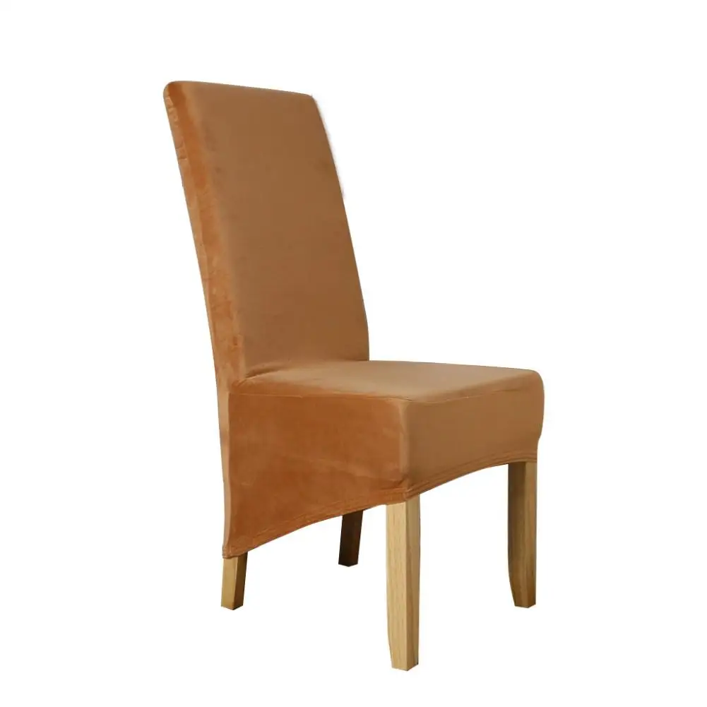 Чехлы на кресла стрейч бархат обеденный стул Slipcovers спандекс плюшевый чехол на стул для ресторана столовой - Цвет: Camel