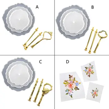 

3 Tier Cake Fruit Food Plate Stand Resin Casting Mold Irregular Fruit Disc Big Plate Resin Mold Fruit Tray Art Crafts