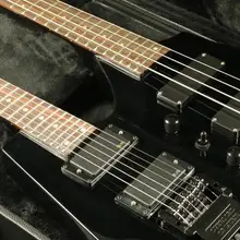 Hign конец качество двойная электрическая гитара ra черный цвет Безголовый бас гитара пламенный клен гриф гитары комплектующие черного цвета