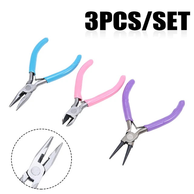 3pcs Jewellery Pliers Set Kit Beading Round Mini Nose Flat Jewelry Making  Tools