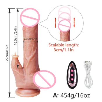 Wireless Heating Dildo Vibrator Telescopic Lick Thick Dildos for Women G Spot Massager Suction Cup Female Masturbators sex shop 2