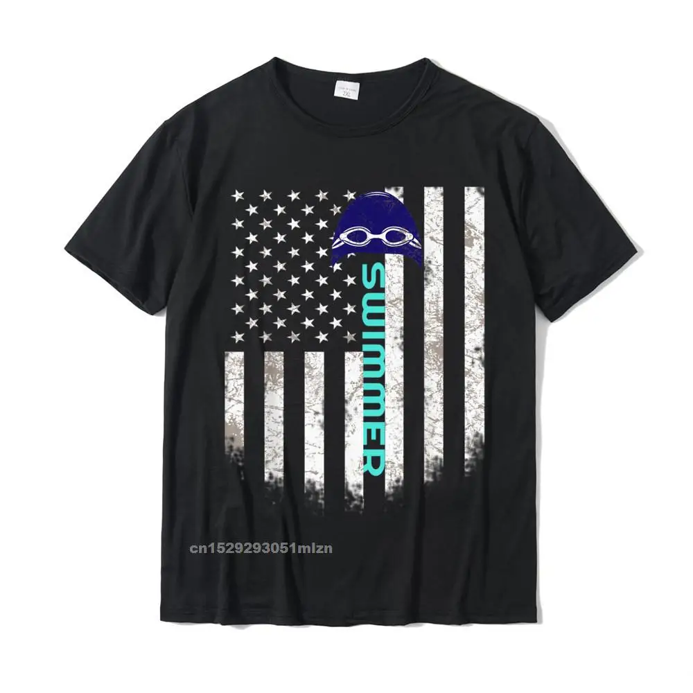 Cool Top T-shirts Graphic O Neck cosie Pure Cotton Man Tops T Shirt Printed Short Sleeve Tee Shirts Free Shipping Swimmer T Shirt Funny Swim Sports Swimming USA Flag Tee T-Shirt__3972 black