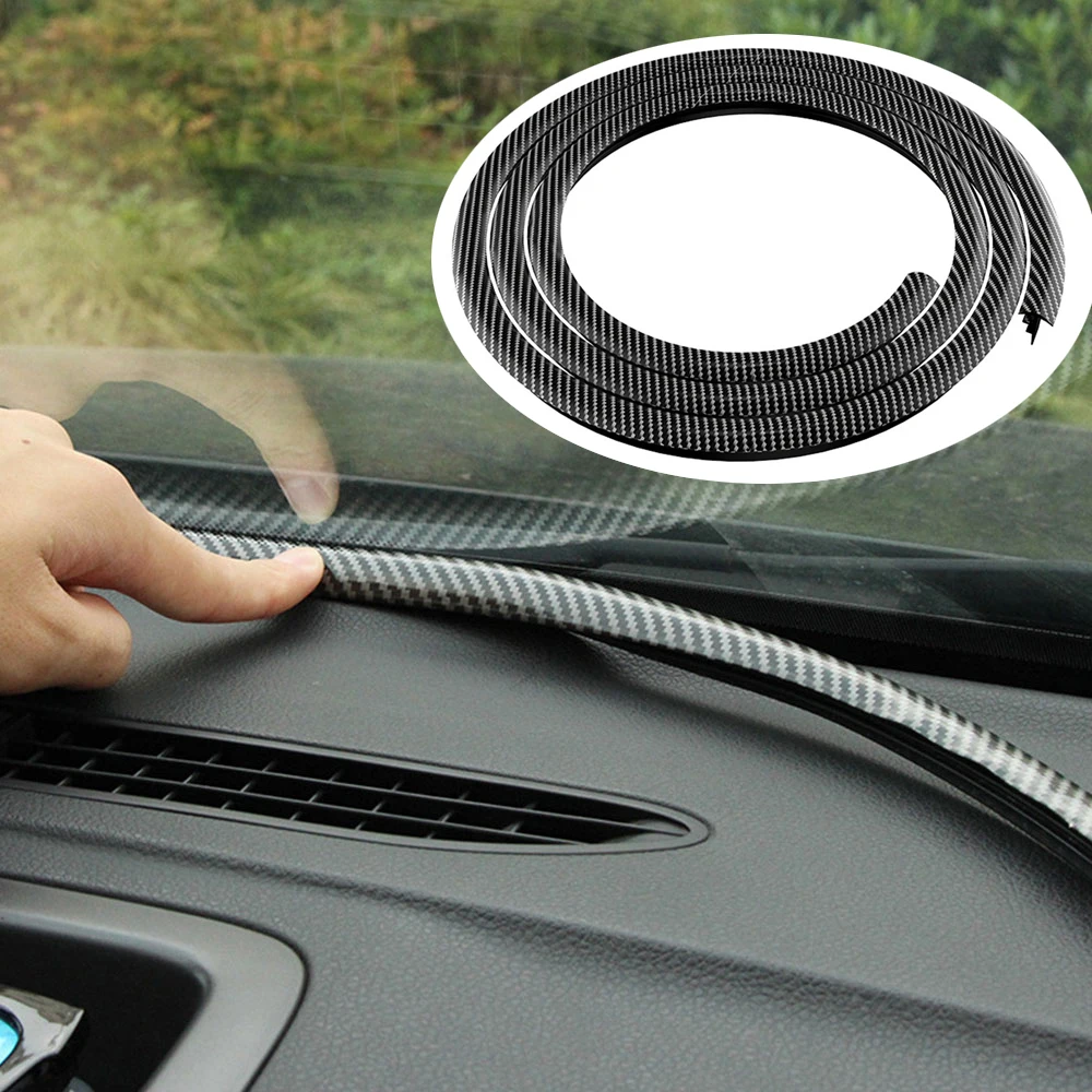 

1.6mCar Dashboard Sealing Strip Sticker Flexible Carbon Fiber Rubber Seals Insulation Window Seal Universal Interior Accessories