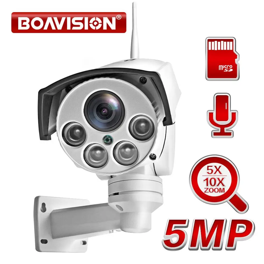 HD 5MP Wifi PTZ IP камера беспроводная 5X 10X оптический зум пуля ONVIF Аудио CCTV Камера Безопасности s Открытый ИК 50 м P2P CamHi