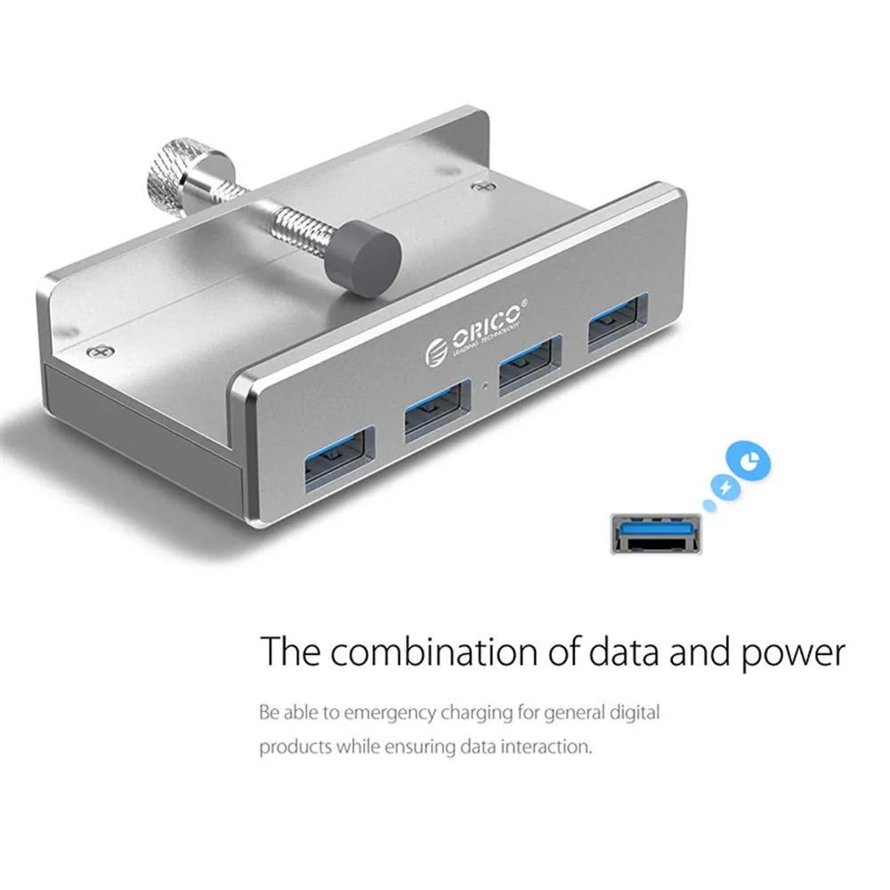 Q) алюминиевый 4 порта USB 3,0 концентратор Высокоскоростной разветвитель концентратор адаптер зажим-тип концентратор для настольного ноутбука клип диапазон 10-32 мм MH4PU