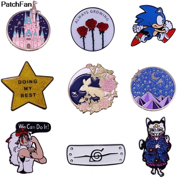 

20pcs/lot A3687 Patchfan Fashion Cartoon Castle Brooch Enamel Pins Denim Bag Jewelry Gifts For Women Men Kids