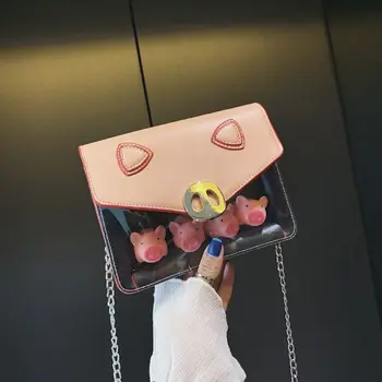 

Fashion Bags Women Clear Bag Plastic Tote Bags Girls Shoulder Messenger Bag Transparent PU+PVC Button Purse /BY