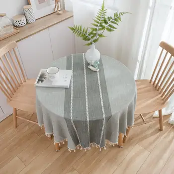 

Round Tablecloths with lace 150cm Striped Table Cloth Cotton Tablecloth Dining Table Cover Obrus Tafelkleed mantel mesa nappe