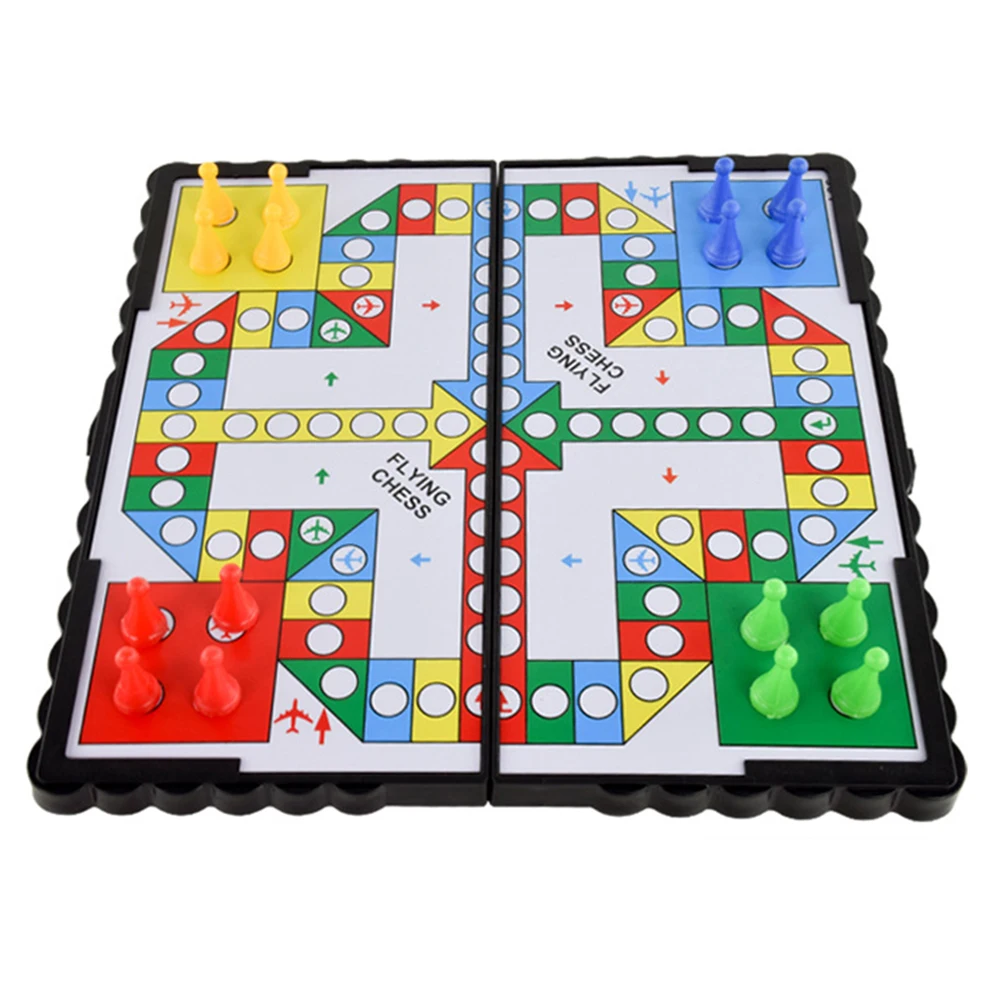 Daerzy Ludo portátil jogos de tabuleiro Jogo de vôo dobrável Xadrez Voador  Entretenimento Presente educacional para crianças Alunos Adultos Família  Viagem escolar em casa