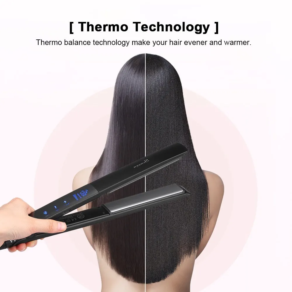  Professional Hair Straightener Ceramic Titanium Plate Flat W/LCD Touch Screen Anti-scald 130-230℃ A