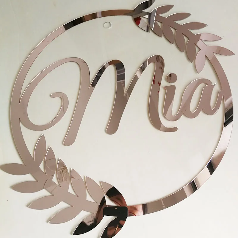 Custom Door Sign Name Personalized Mirror Rose Gold Wedding Name Sign Baby Shower Signature Party Room Decor Laser Cut
