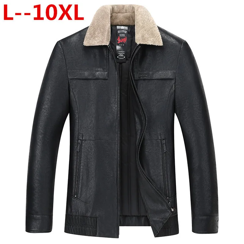 Plus size 10XL 9XL 8XL Jacket Fur Collar Genuine Leather Men Sheepskin Coat Winter Bomber Male Down jacket men | Мужская одежда