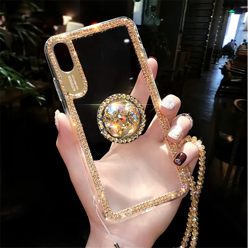 Роскошные Стразы с блестками чехол для iPhone 11 Pro MAX X XR XS 8 7 6 6S Plus со стразами кольцо