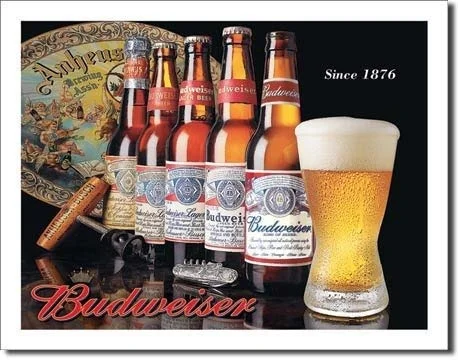 Жестяной знак с логотипом микелобби 8x12 H история бутонов Budweiser | Дом и сад