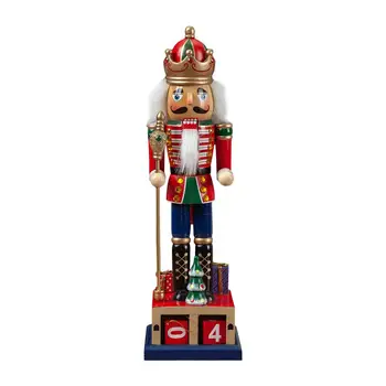 

35CM Christmas Wooden Nutcracker Doll Calendar Nutcracker Soldier Puppet Decoration Desktop Christmas Tree Pendant Ornaments