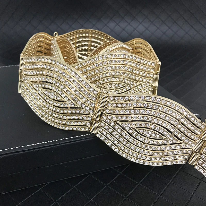 

Crystal adjustable wedding belt elegant noble Rhinestone waist chain vintage European women's dress belt jewelry