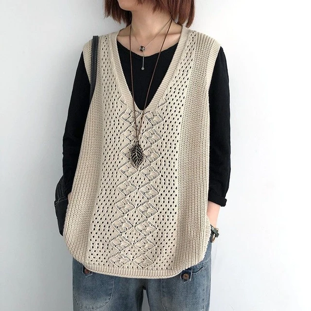 Olomm 2021 Retro Literature Art Spring Woolen Winter Vest Women