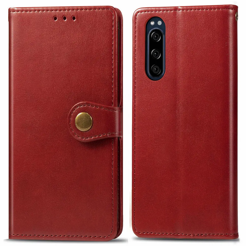 Новый противоударный чехол для Sony Xperia 5 роскошный Funda лаконичный кожаный кошелек