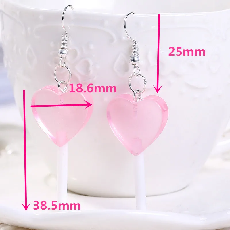 Dangle earrings drop earrings long earrings dome teardrop earrings 1Pair women resin lollipop crafts glitter candy shape charms bff friendship jewelry