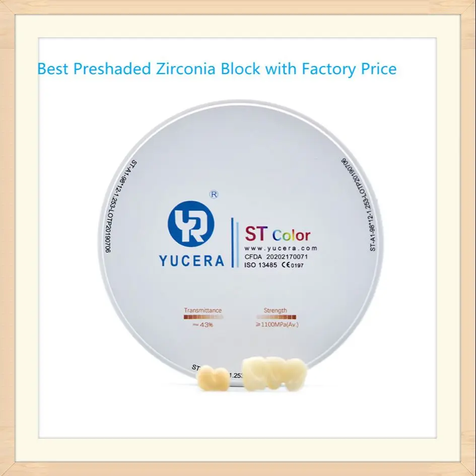 

98mm Dental Zirconia Material ST Color Zirconia blank for Dental Laboratory With Open CADCAM System Classic 16 Colors