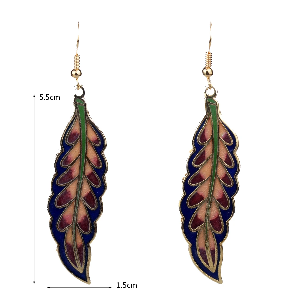 Золотой цвет Этническая Серьга для женщин Китайский Элемент Перегородчатая