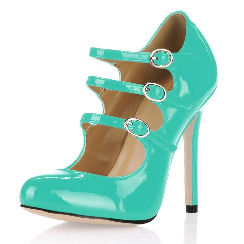 

SDTRFT Stilettos zapatos Spring Autumn 12cm Thin heels ladies Pointed Toe shoes woman Buckle pumps sapato feminino Free shipping