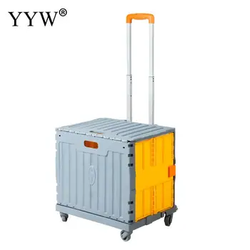 

Rolling Utility Cart Heavy Duty Light Weight 80lb Load Capacity Collapsible Handcart Plastic Shopping Trolley Cart Box