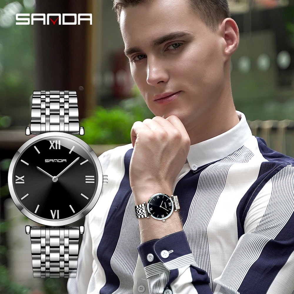 

Watch Clock Silver Quartz Steel New Luxury Simple All Waterproof Men Sport Heren Horloge Topmerk relogio masculino