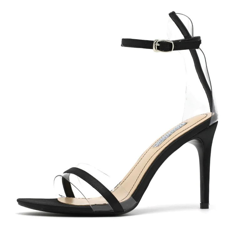

Fashion Leisure Thin Heels Sandals Women Ankle Strap Super High Front Rear Strap Ladies Shoes Summer Solid Buckle Strap Sandals