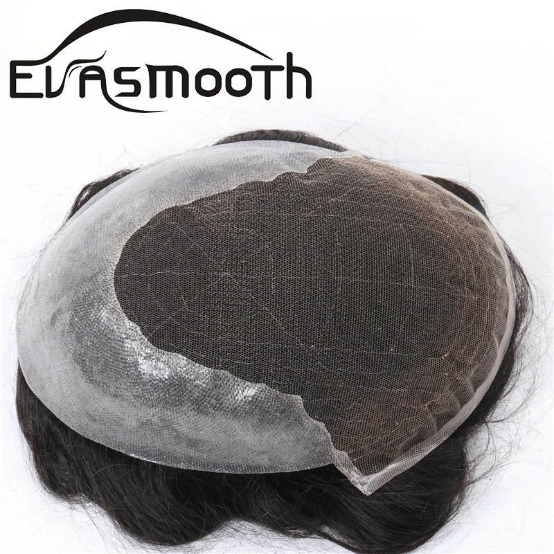 Swiss Lace Thin Skin Base Men Toupee Hair Replacement System Unit Natural Human Hair Prosthesis Man Wig