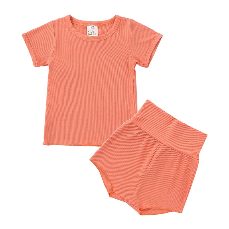 Baby Boy Girl Summer Clothes Set Short Sleeve T-shirt+Shorts 2pcs Newborn Outfits Kids Toddler Pajamas Knitted Infant Tracksuits Baby Clothing Set expensive