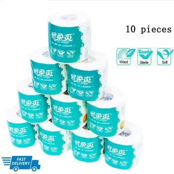

10 Rolls 4 Layer Core Roll Paper Soft Comfortable Bathroom Toilet Towel Home Use