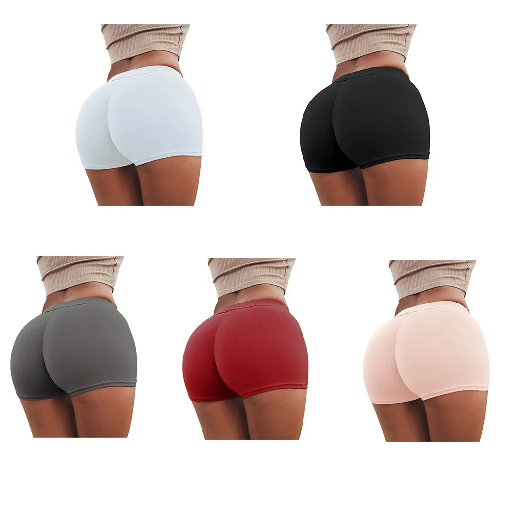 Сексуальные шорты для йоги, женская спортивная одежда, короткие штаны для фитнеса, обтягивающие, женские, пуш-ап, одежда для спортзала, одноцветная, эластичная, дышащая, Flex